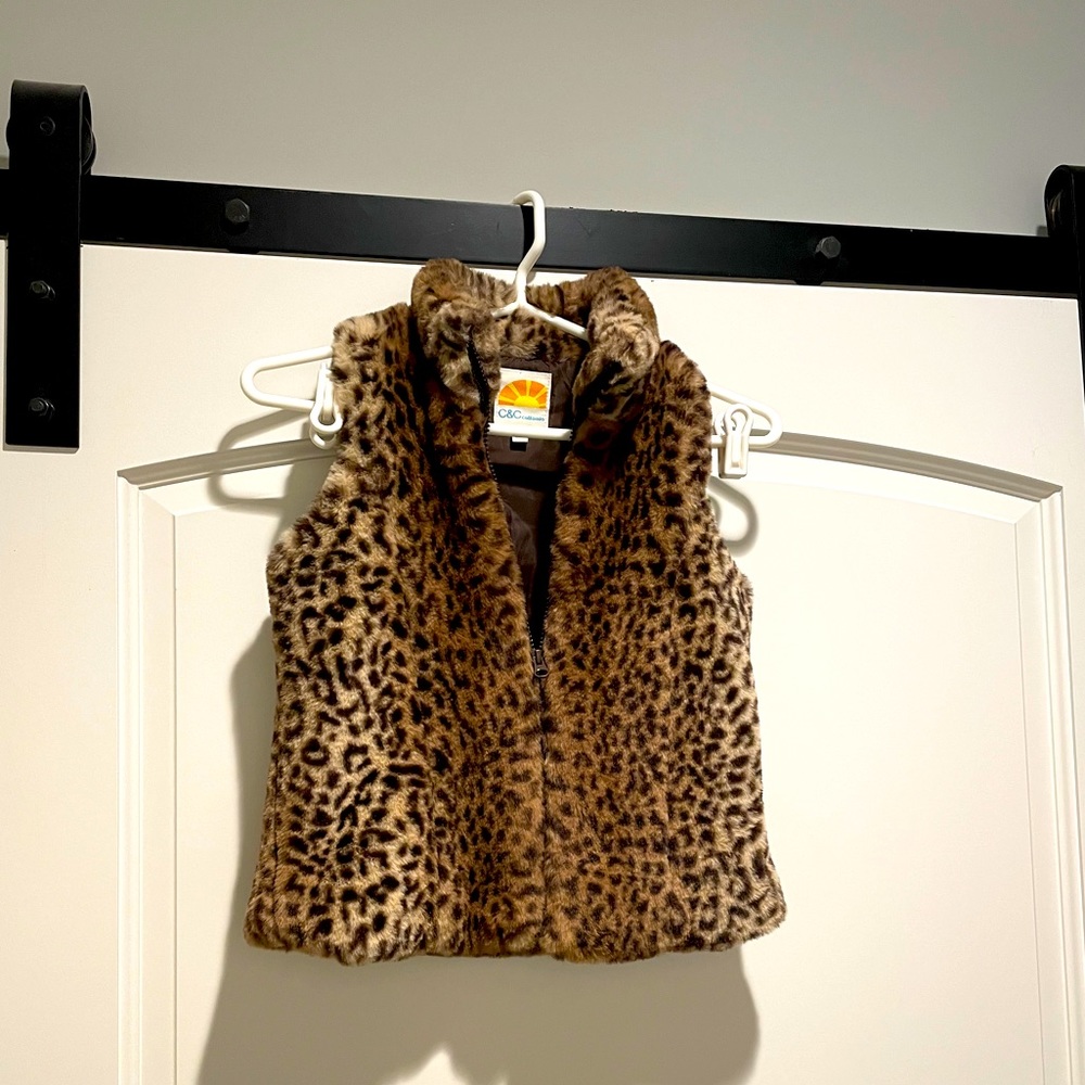 C&C California faux leopard print vest